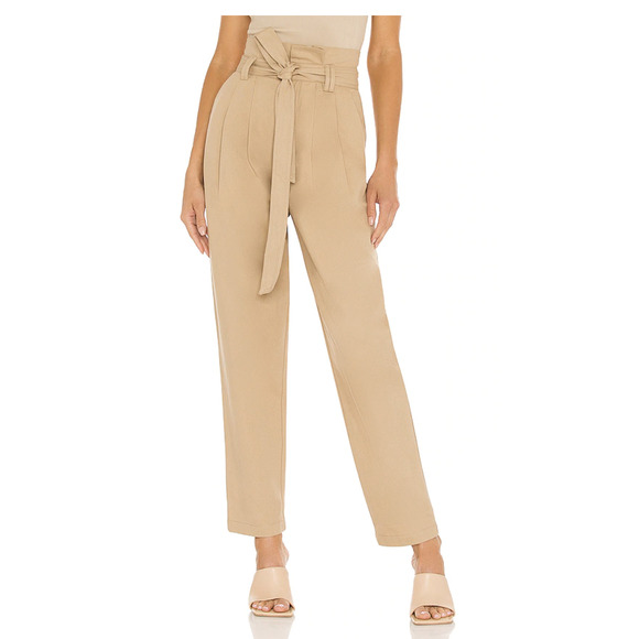 Lovers + Friends Pants - Lovers and Friends Tan Paperbag High Waisted Pants NEW Size Small *Missing Belt*